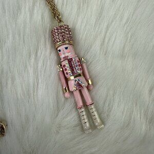 Betsey Johnson Pink Nutcracker Necklace Long Articulated Pendant 22 inch